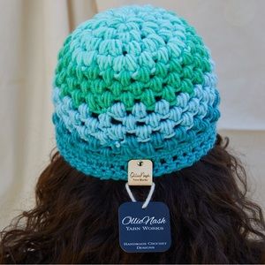 Aqua Swirl Handmade Crochet Beanie